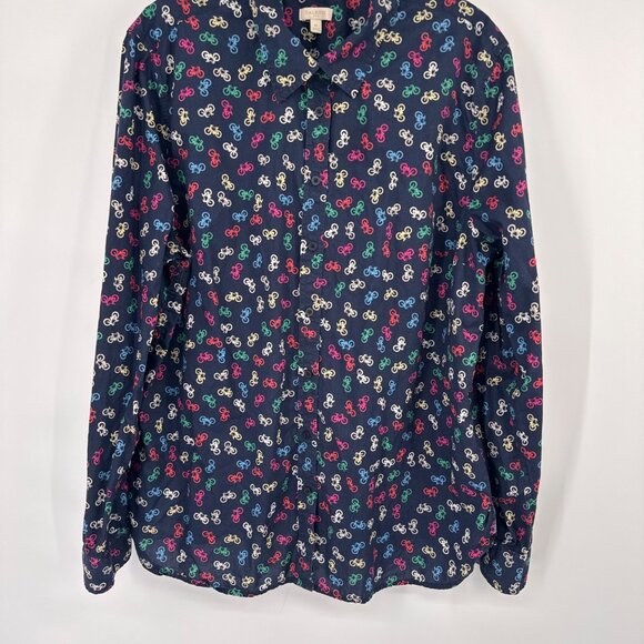 Talbots womens Button-Up Long Sleeve Shirt Bicycle Print 100% Cotton size XL - Picture 5 of 12